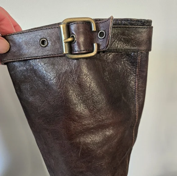 ARNOLD CHURGIN tall brown heeled leather boots. Size 39 (8-8.5) - Picture 8 of 15